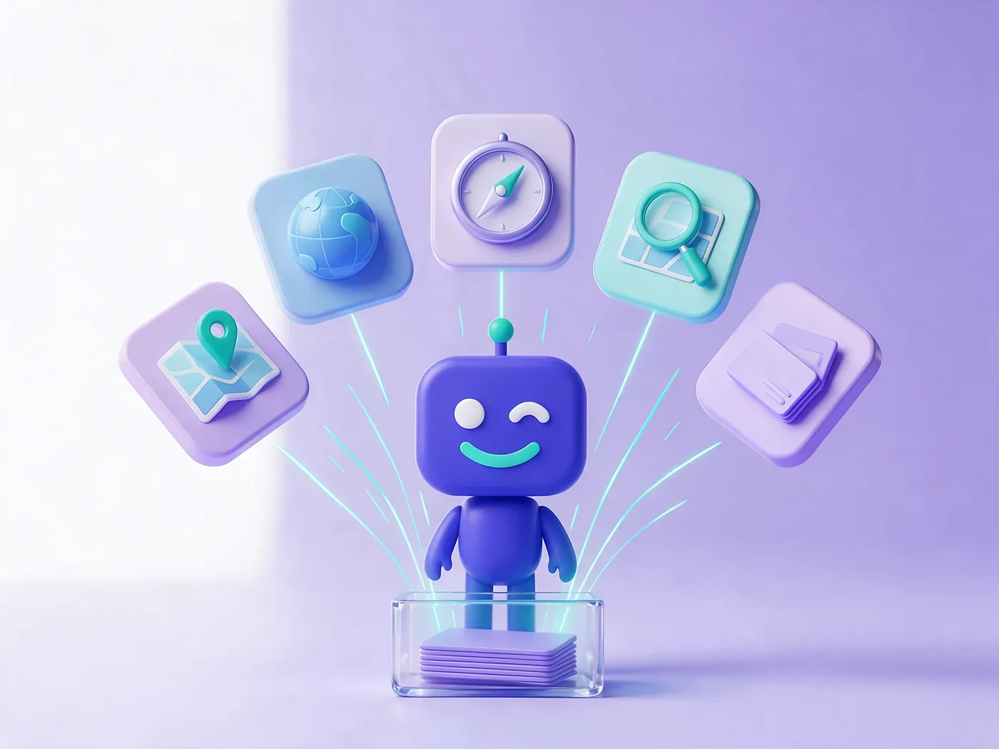 Fünf Datenquellen fließen in eine Box mit Firmenkarten – B2B Leads generieren mit Armiflow
